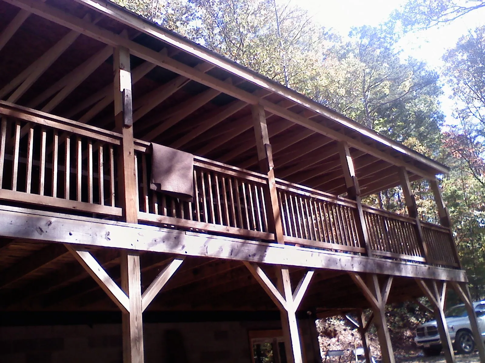 Timber framing under a new elevated porch and deck in Ardara